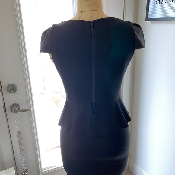 Alice + Olivia Leather Cap Sleeve Peplum Dress - Picture 6 of 8